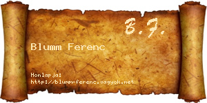 Blumm Ferenc névjegykártya